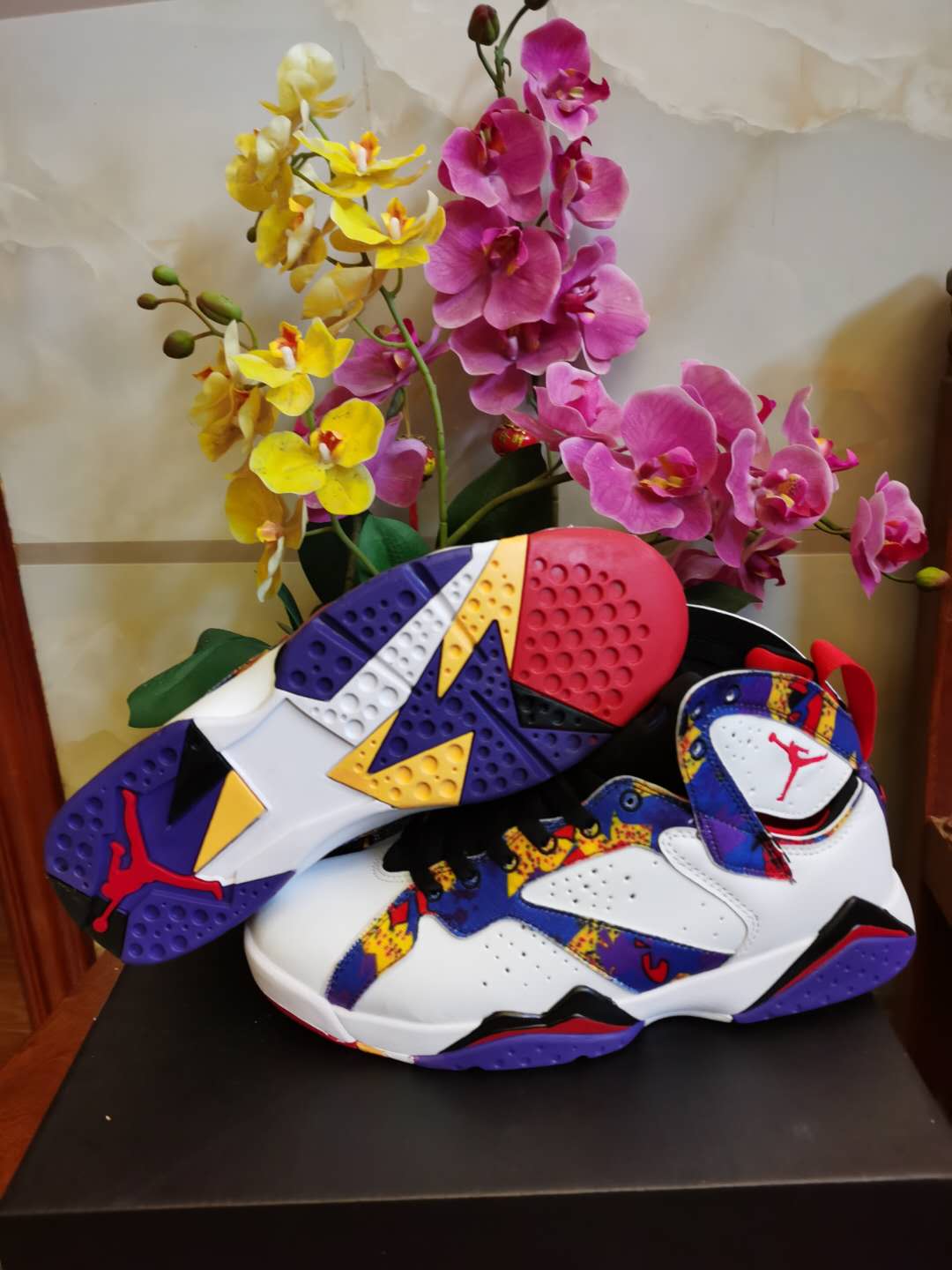 2020 Air Jordan 7 White Purple Yellow Shoes